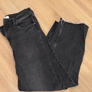 Black Distressed Women's Wide Leg Jeans